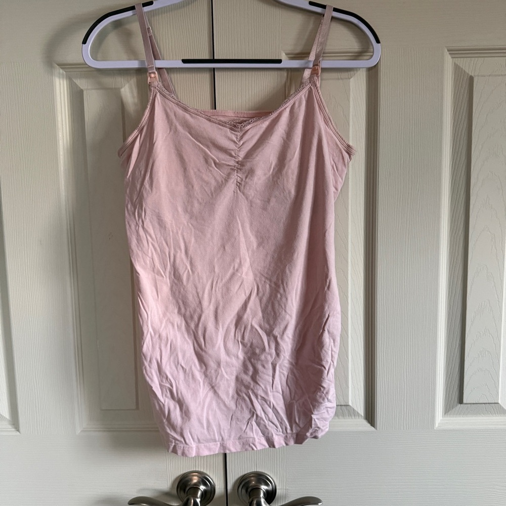 Motherhood Nursing Pink Camisole Tank Top ruching size medium